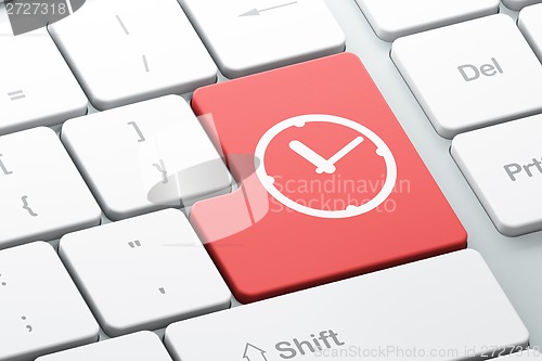 Image of Time concept: Clock on computer keyboard background