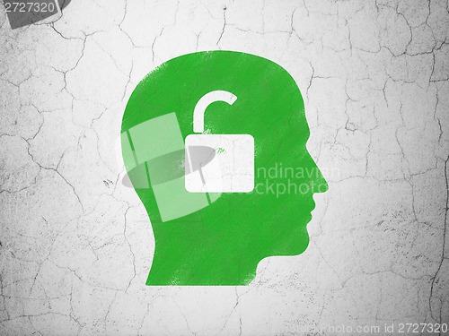 Image of Finance concept: Head With Padlock on wall background