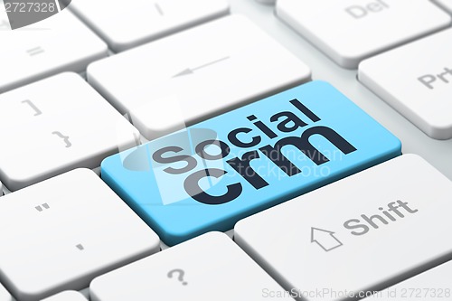 Image of Finance concept: Social CRM on computer keyboard background