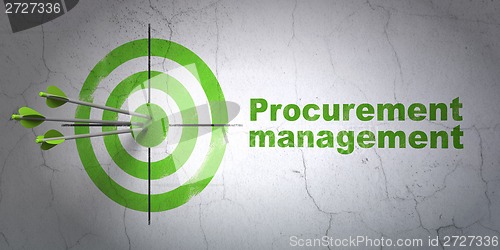 Image of Business concept: target and Procurement Management on wall background