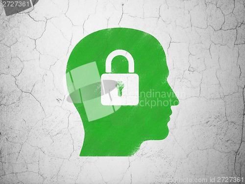 Image of Finance concept: Head With Padlock on wall background