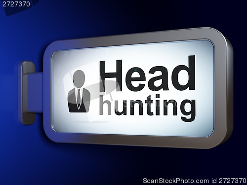 Image of Finance concept: Head Hunting and Business Man on billboard background