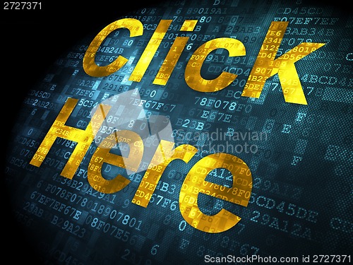 Image of SEO web development concept: Click Here on digital background