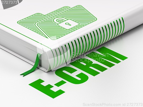 Image of Finance concept: book Folder With Lock, E-CRM on white background