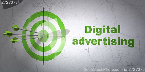 Image of Advertising concept: target and Digital Advertising on wall background