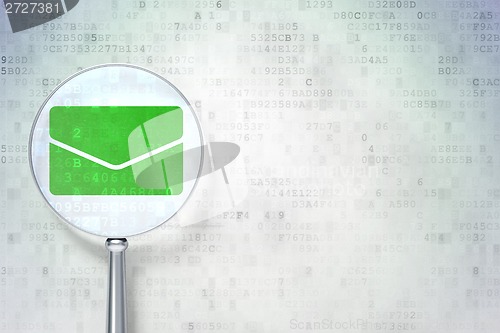 Image of Finance concept:  Email with optical glass on digital background
