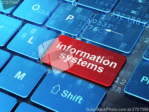 Image of Data concept: Information Systems on computer keyboard background