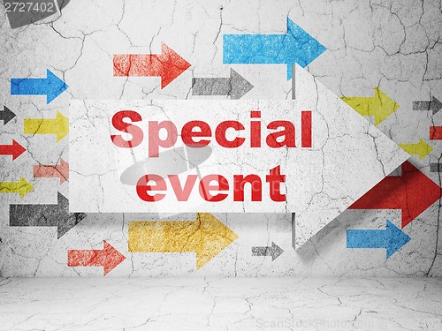 Image of Finance concept: arrow with Special Event on grunge wall background