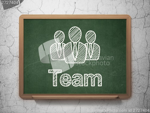 Image of Finance concept: Business People and Team on chalkboard background