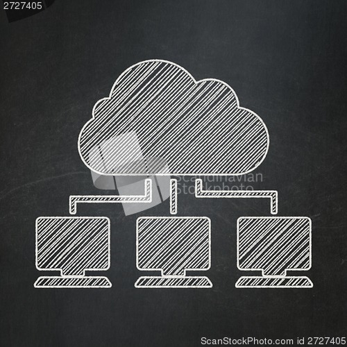 Image of Cloud technology concept: Cloud Network on chalkboard background