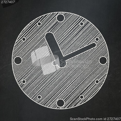 Image of Time concept: Clock on chalkboard background
