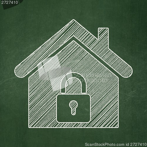 Image of Finance concept: Home on chalkboard background