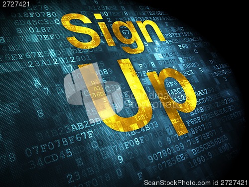 Image of SEO web development concept: Sign Up on digital background