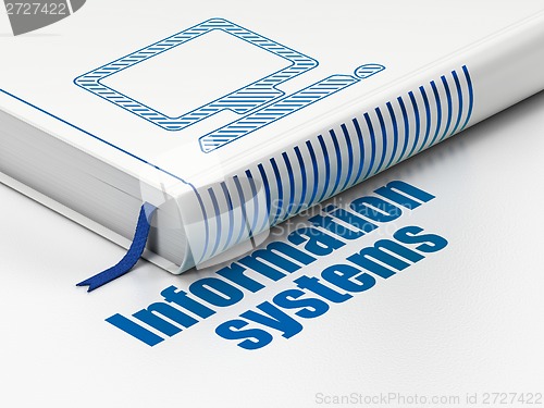 Image of Data concept: book Computer Pc, Information Systems on white background