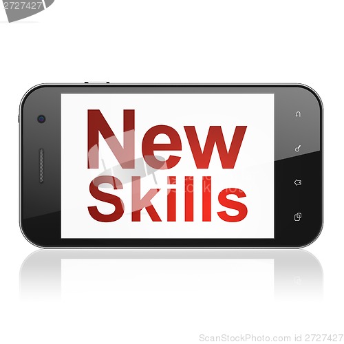 Image of Education concept: New Skills on smartphone
