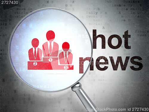 Image of News concept: Business Team and Hot News with optical glass