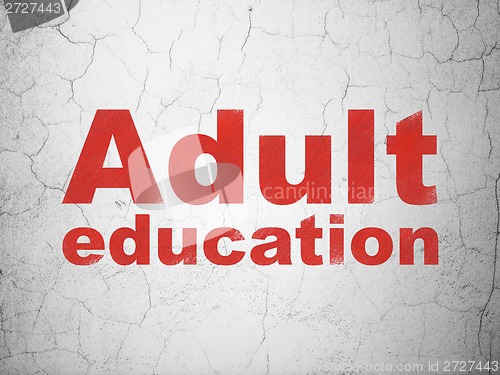 Image of Education concept: Adult on wall background