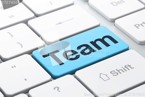 Image of Business concept: Team on computer keyboard background