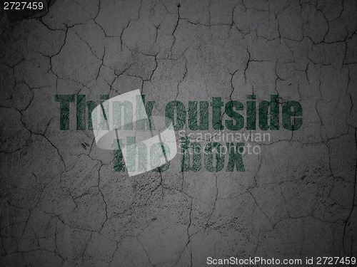 Image of Education concept: Think outside The box on grunge wall background