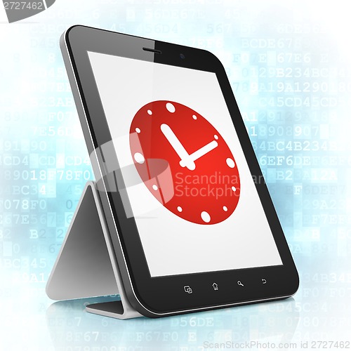 Image of Time concept: Clock on tablet pc computer