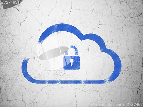 Image of Cloud networking concept: Cloud With Padlock on wall background
