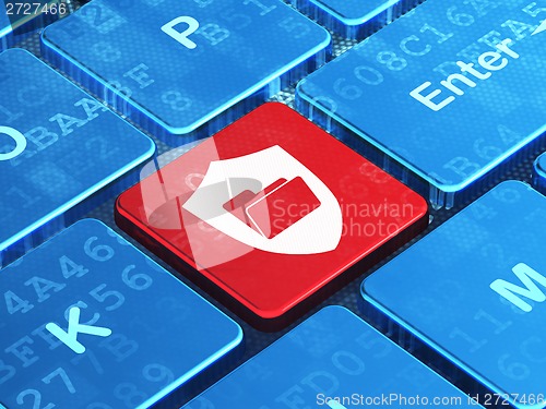 Image of Finance concept: Folder With Shield on computer keyboard background
