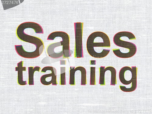 Image of Marketing concept: Sales Training on fabric texture background