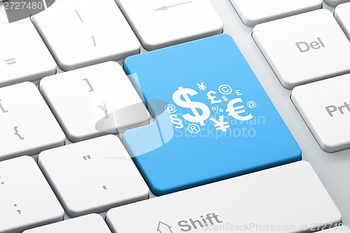 Image of Business concept: Finance Symbol on computer keyboard background