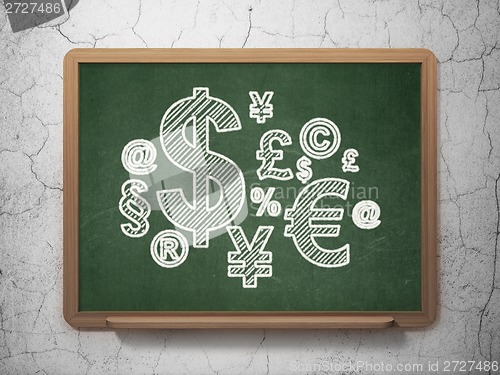 Image of Business concept: Finance Symbol on chalkboard background