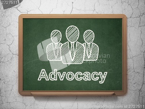 Image of Law concept: Business People and Advocacy on chalkboard background
