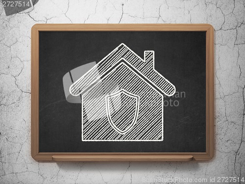 Image of Finance concept: Home on chalkboard background