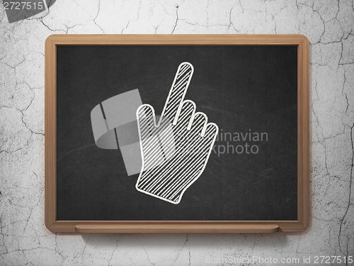 Image of Marketing concept: Mouse Cursor on chalkboard background