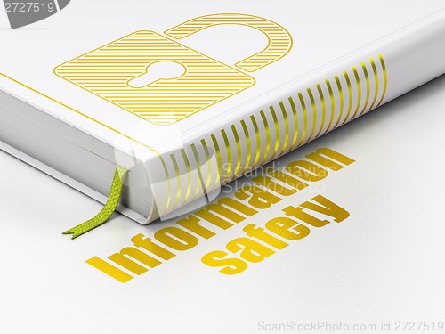 Image of Safety concept: book Closed Padlock, Information Safety on white background