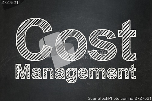 Image of Finance concept: Cost Management on chalkboard background