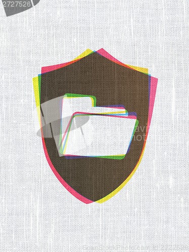 Image of Finance concept: Folder With Shield on fabric texture background
