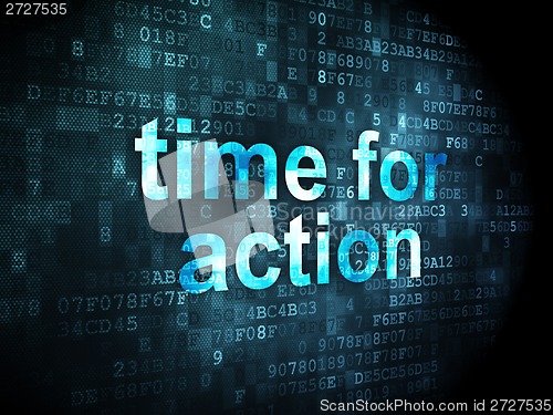 Image of Timeline concept: Time for Action on digital background