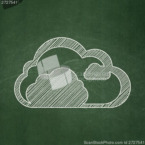 Image of Cloud networking concept: Cloud on chalkboard background