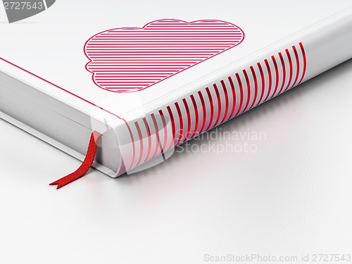 Image of Cloud networking concept: closed book on white background