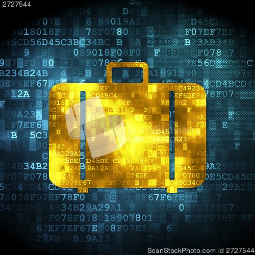 Image of Vacation concept: Bag on digital background