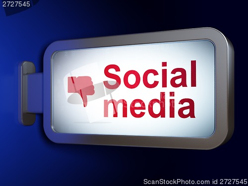 Image of Social media concept: Social Media and Thumb Down on billboard background