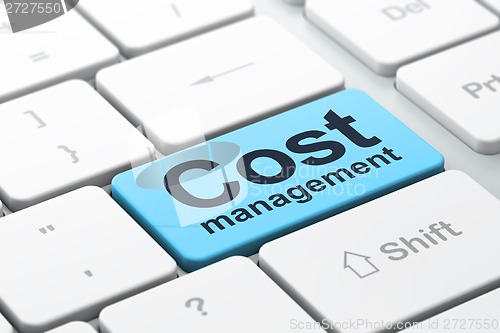 Image of Business concept: Cost Management on computer keyboard background