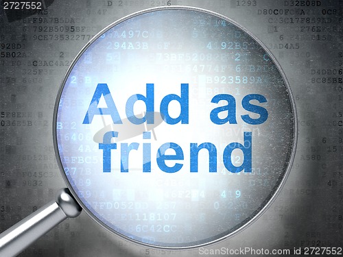 Image of Social network concept: Add as Friend with optical glass