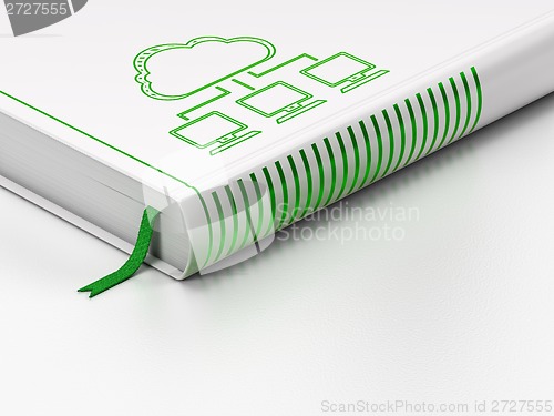 Image of Cloud networking concept: closed book, Cloud Network on white background