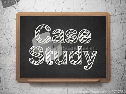 Image of Education concept: Case Study on chalkboard background