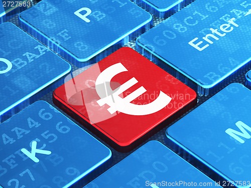Image of Currency concept: Euro on computer keyboard background