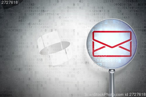 Image of Finance concept:  Email with optical glass on digital background