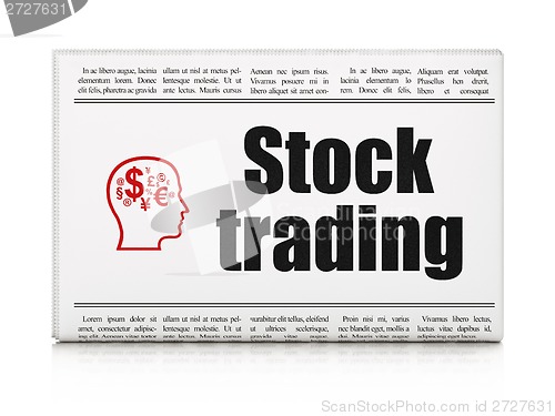 Image of Finance concept: newspaper with Stock Trading and Head Symbol