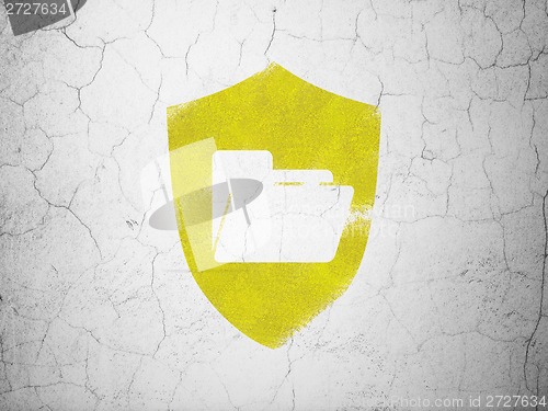 Image of Business concept: Folder With Shield on wall background