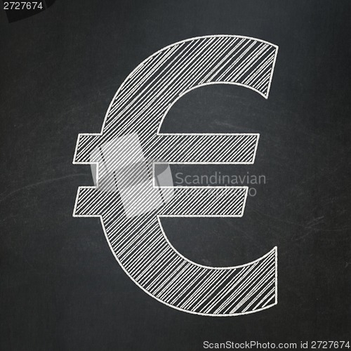 Image of Currency concept: Euro on chalkboard background