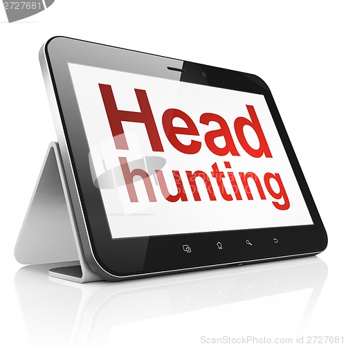 Image of Finance concept: Head Hunting on tablet pc computer